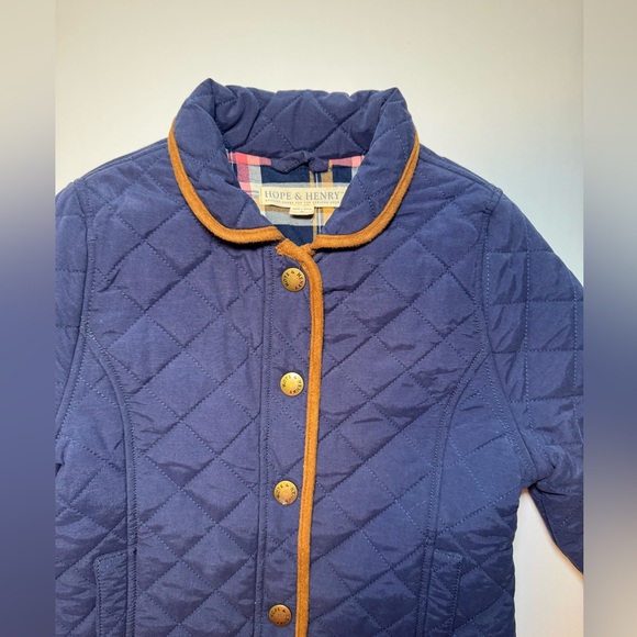 Hope & Henry Girls' Navy Quilted Riding Coat Size 8 - Picture 7 of 8